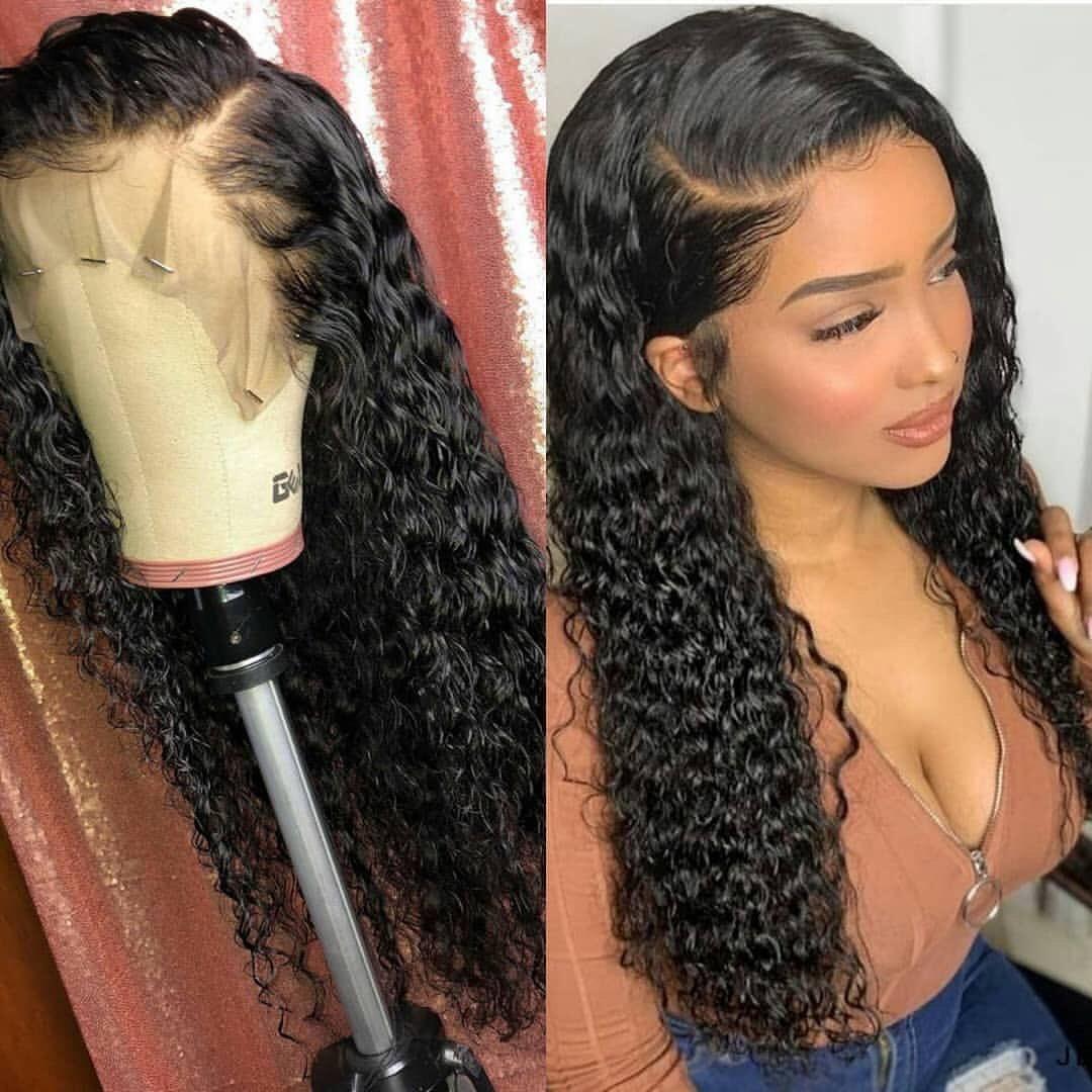 Top Virgin 13x4 Deep Wave Lace Front Transparent Wig 180 Density with Baby Hair