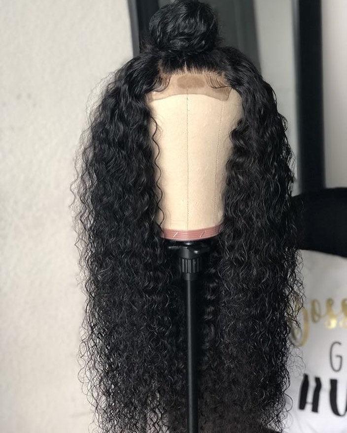 Top Virgin Italian Curly 13x4 Transparent Wig Human Hair Wig 180 Density