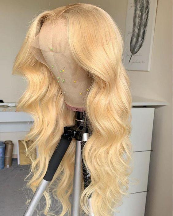 Top Virgin 613 Blonde 13x4 Body Wave Lace Front Transparent Wig 180 Density with Baby Hair