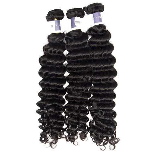 Tip-top Quality Raw Hair Deep Wave Hair Extensions 3 Bundles(never hair loss)