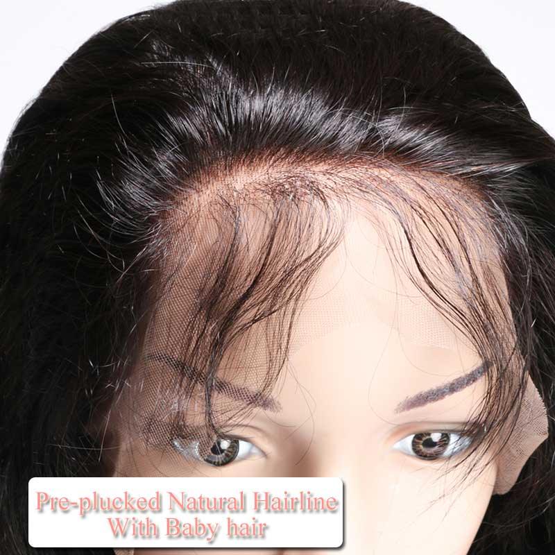 Top Virgin 13x4 Straight Hair Transparent Lace Front Wig 180 Density with Baby Hair
