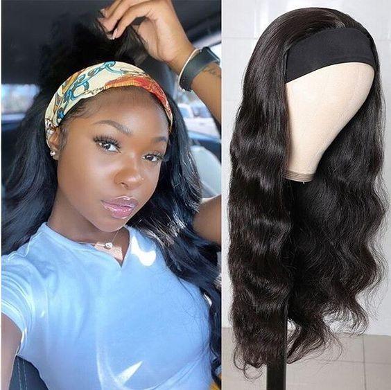 Top Virgin Body Wave Headband Wig 180 Density
