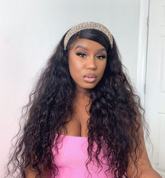 Top Virgin Body Wave Headband Wig 180 Density