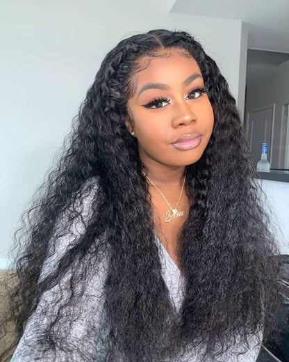 Top Virgin Italian Curly 13x4 Transparent Wig Human Hair Wig 180 Density