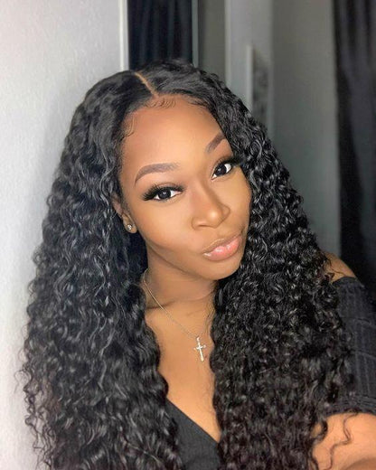 Top Virgin Italian Curly 13x4 Transparent Wig Human Hair Wig 180 Density