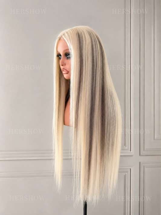 Platinum Blonde Money Piece Straight HD Lace Wig