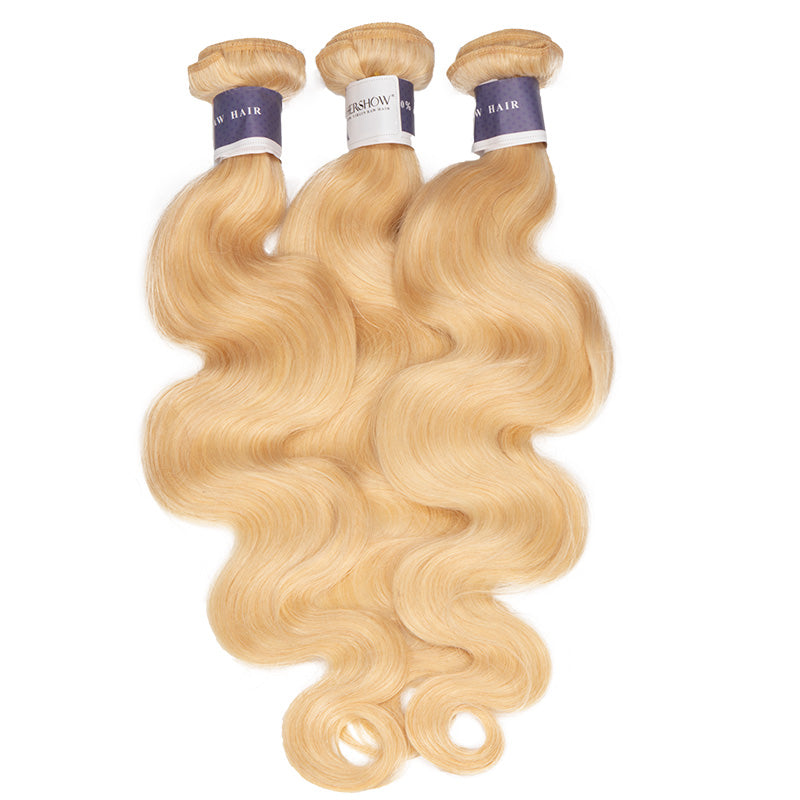 Tip-top Quality Raw Hair 613 Blonde Body Wave Extensions 3 Bundles（never hair loss）