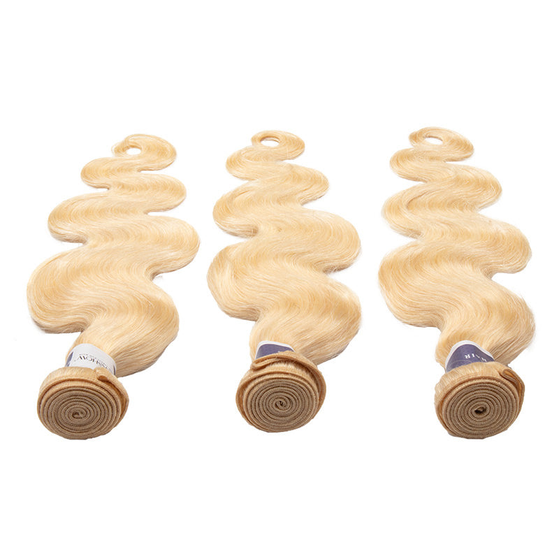 Tip-top Quality Raw Hair 613 Blonde Body Wave Extensions 3 Bundles（never hair loss）