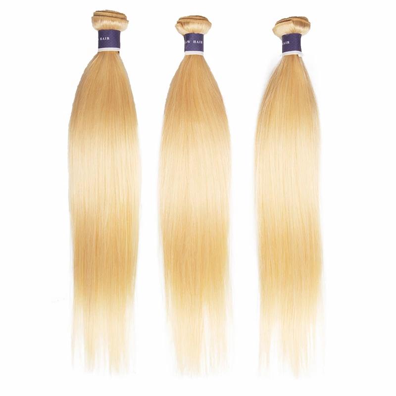 Tip-top Quality Raw Hair 613 Blonde Straight Hair Extensions 3 Bundles（never hair loss）