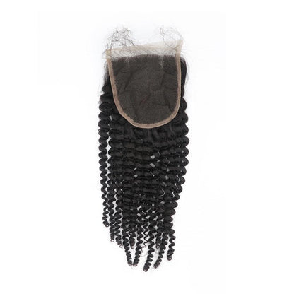 Tip-top quality Raw Kinky Curly 3 Bundles with 4x4 Closure（never hair loss）