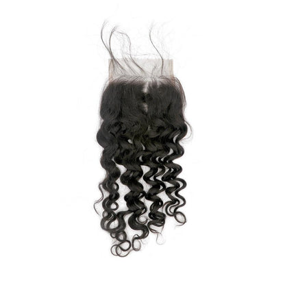 Tip-top quality Raw Loose Curly 3 Bundles with 4x4 Closure（never hair loss）