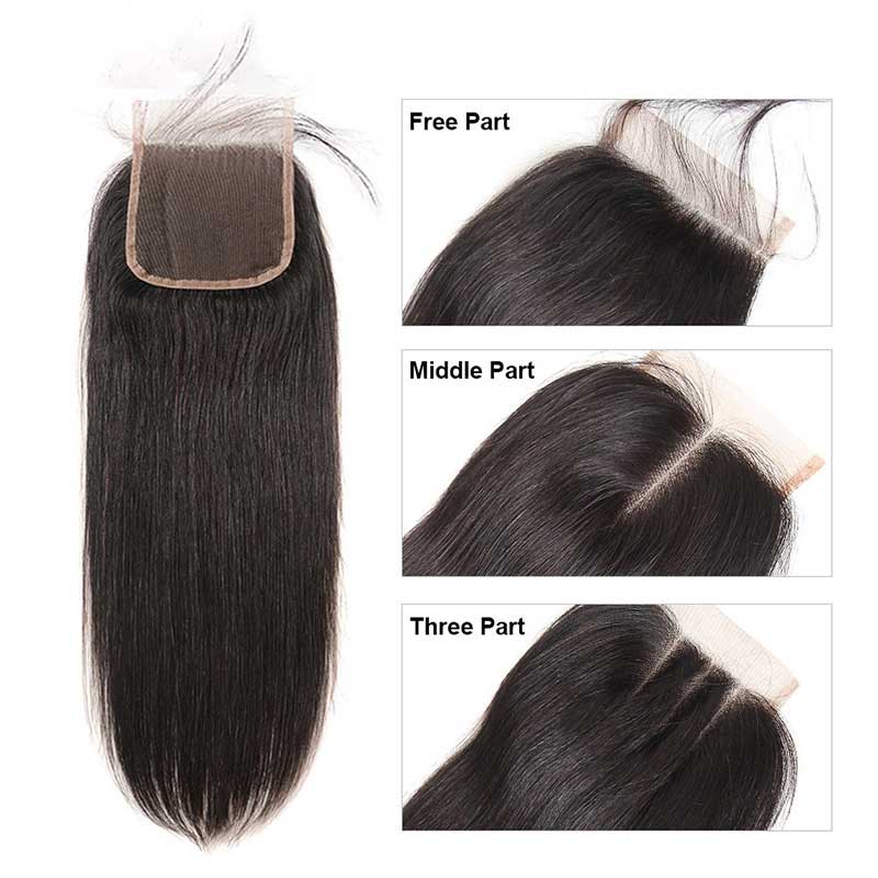 Tip-top quality Raw Straight Hair 4 Bundles with 4x4 Closure（never hair loss）