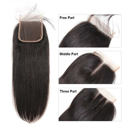 Tip-top quality Raw Straight Hair 4 Bundles with 4x4 Closure（never hair loss）
