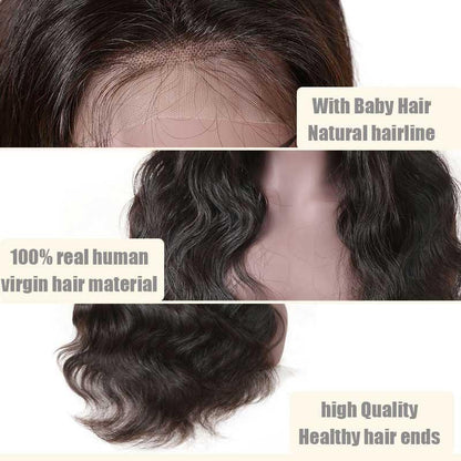Top Virgin 13x4 Body Wave Lace Front Transparent  Wig 180 Density with Baby Hair