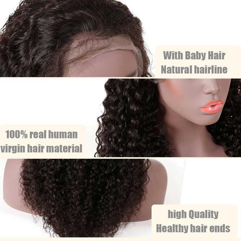 Top Virgin 13x4 Deep Wave Lace Front Transparent  Wig 180 Density with Baby Hair
