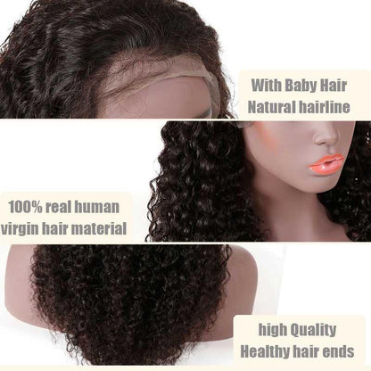 Top Virgin 13x4 Deep Wave Lace Front Transparent  Wig 180 Density with Baby Hair